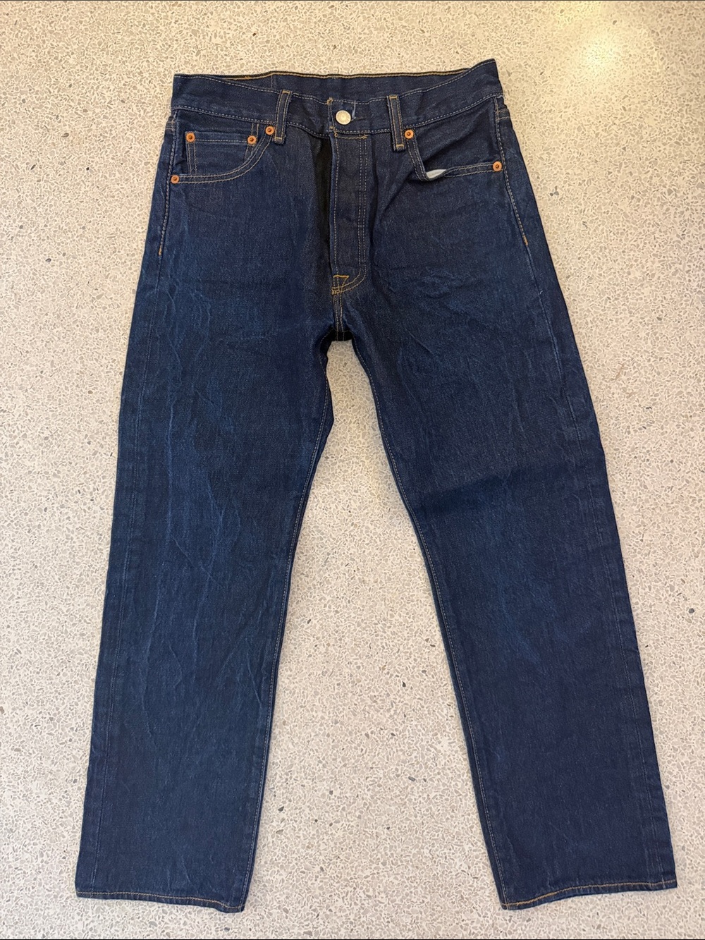 Levi's 501 Dark Blue Indigo Shrink to Fit Straight-Leg “Shrank” Men's Jeans 31